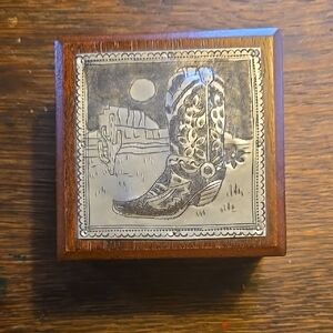 Western Cowboy Boot Trinket Box
